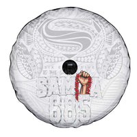 Super Samoa-Six Eight Five to The World Spare Tire Cover Traditional Samoan Tattoo All White LT03 - Polynesian Pride
