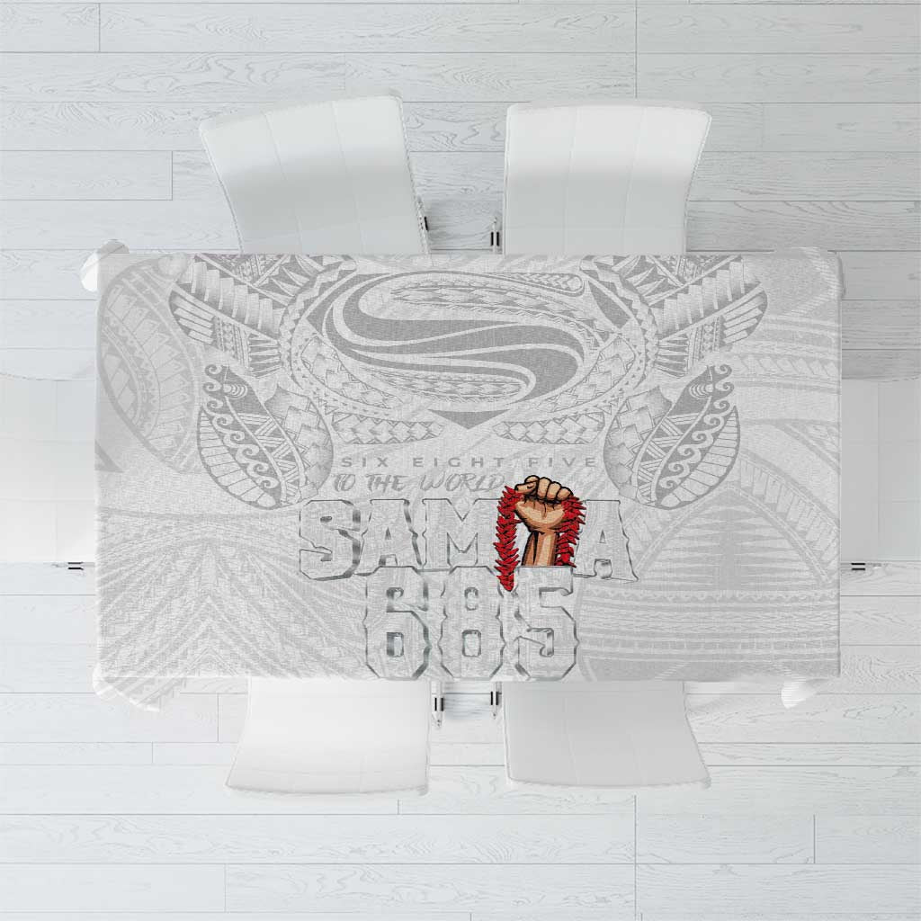 Super Samoa-Six Eight Five to The World Tablecloth Traditional Samoan Tattoo All White