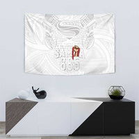 Super Samoa-Six Eight Five to The World Tapestry Traditional Samoan Tattoo All White LT03 - Polynesian Pride