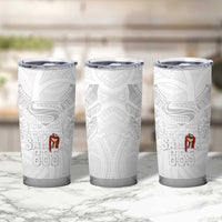 Super Samoa-Six Eight Five to The World Tumbler Cup Traditional Samoan Tattoo All White LT03 - Polynesian Pride