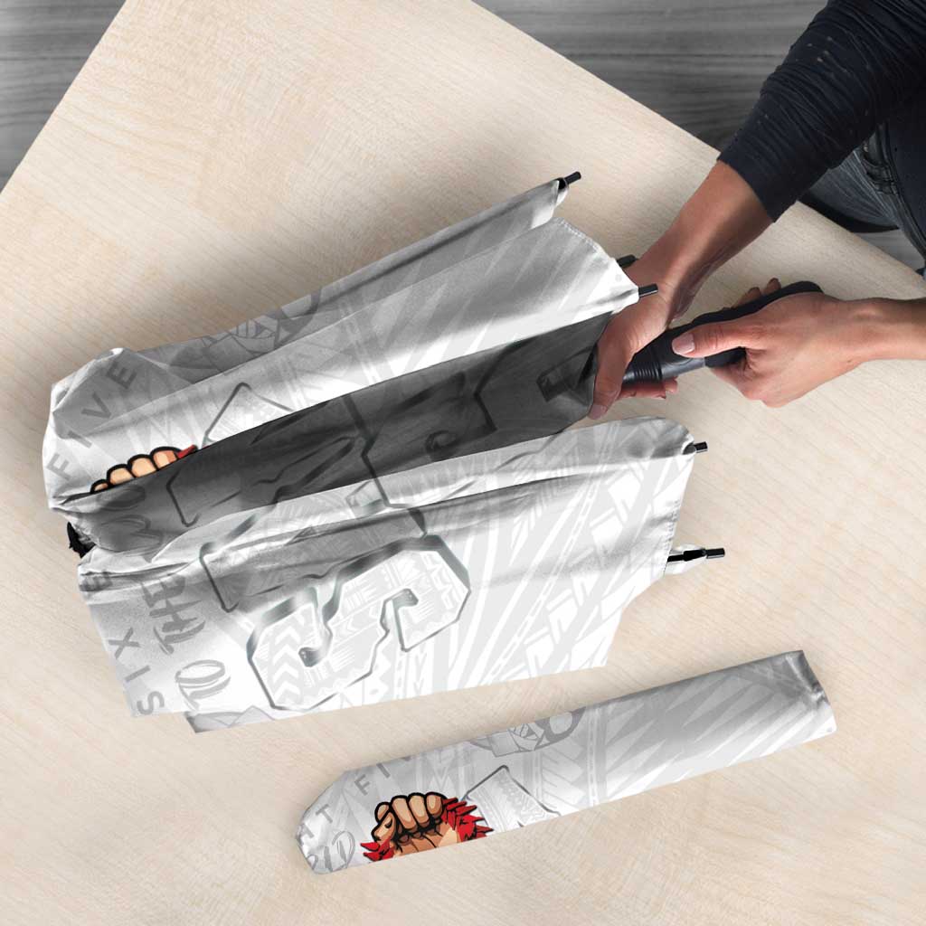 Super Samoa-Six Eight Five to The World Umbrella Traditional Samoan Tattoo All White