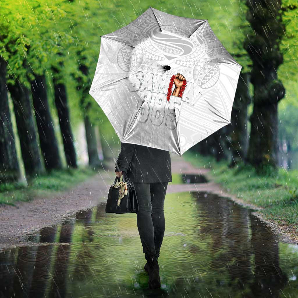 Super Samoa-Six Eight Five to The World Umbrella Traditional Samoan Tattoo All White