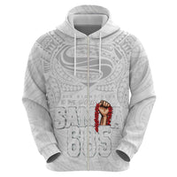 Super Samoa-Six Eight Five to The World Zip Hoodie Traditional Samoan Tattoo All White LT03 - Polynesian Pride