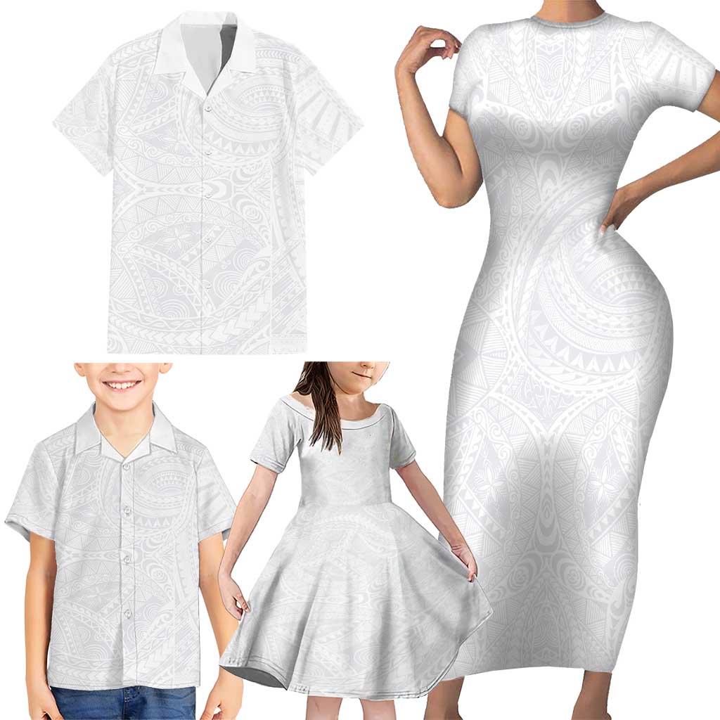 Lotu Tamaiti Samoan Art Tattoo Polynesian Pattern Family Matching Short Sleeve Bodycon Dress and Hawaiian Shirt