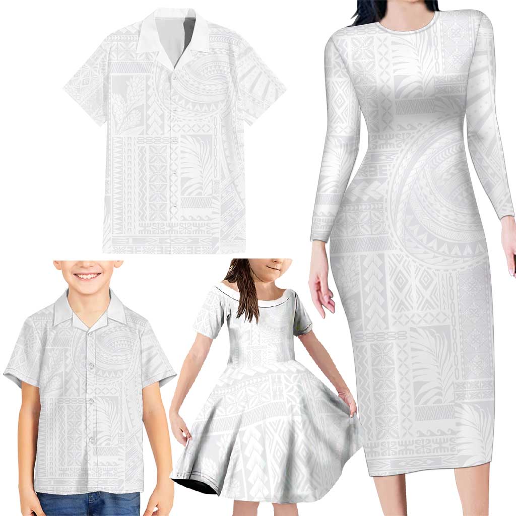 Lotu Tamaiti Samoan Art Tattoo Siapo Pattern Family Matching Long Sleeve Bodycon Dress and Hawaiian Shirt