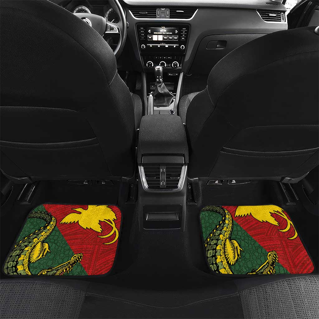Sepik River Crocodile & Arts Festival Melanesian Pattern Car Mats LT03 Set 2pcs - Back Red - Polynesian Pride