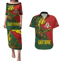 Sepik River Crocodile & Arts Festival Melanesian Pattern Couples Matching Puletasi and Hawaiian Shirt LT03 Red - Polynesian Pride