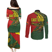 Sepik River Crocodile & Arts Festival Melanesian Pattern Couples Matching Puletasi and Long Sleeve Button Shirt LT03 - Polynesian Pride