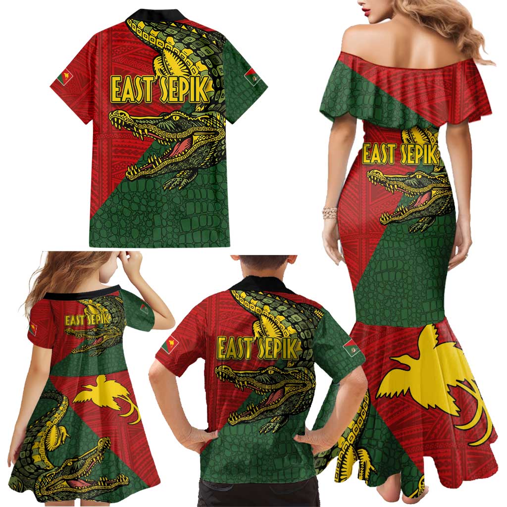 Sepik River Crocodile & Arts Festival Melanesian Pattern Family Matching Mermaid Dress and Hawaiian Shirt
