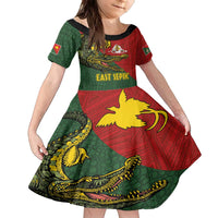 Sepik River Crocodile & Arts Festival Melanesian Pattern Family Matching Off The Shoulder Long Sleeve Dress and Hawaiian Shirt LT03 Daughter's Dress Red - Polynesian Pride