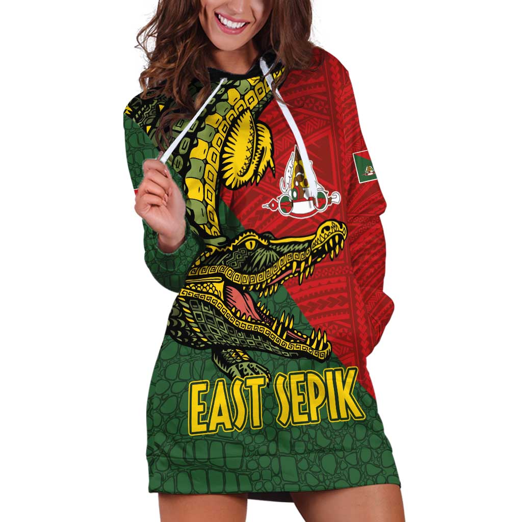 Sepik River Crocodile & Arts Festival Melanesian Pattern Hoodie Dress LT03 Red - Polynesian Pride