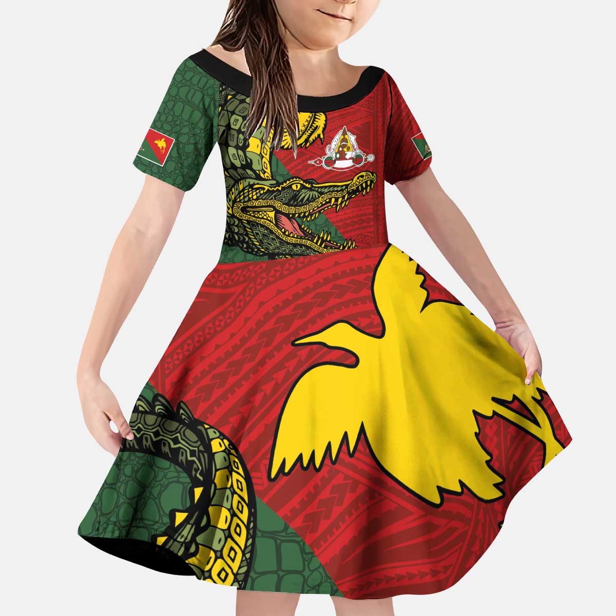 Sepik River Crocodile & Arts Festival Melanesian Pattern Kid Short Sleeve Dress
