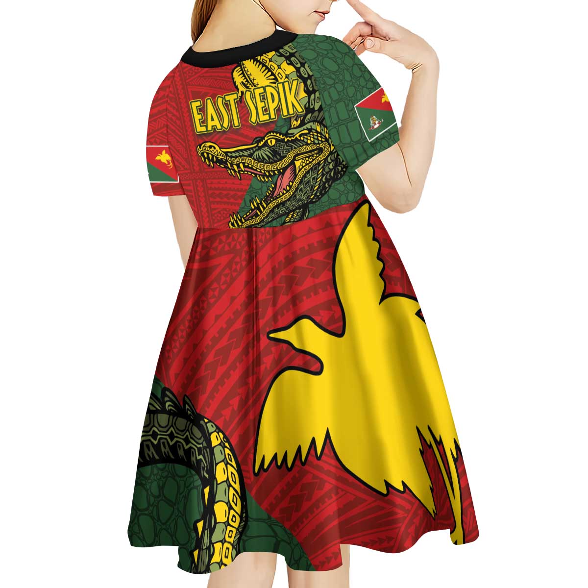 Sepik River Crocodile & Arts Festival Melanesian Pattern Kid Short Sleeve Dress