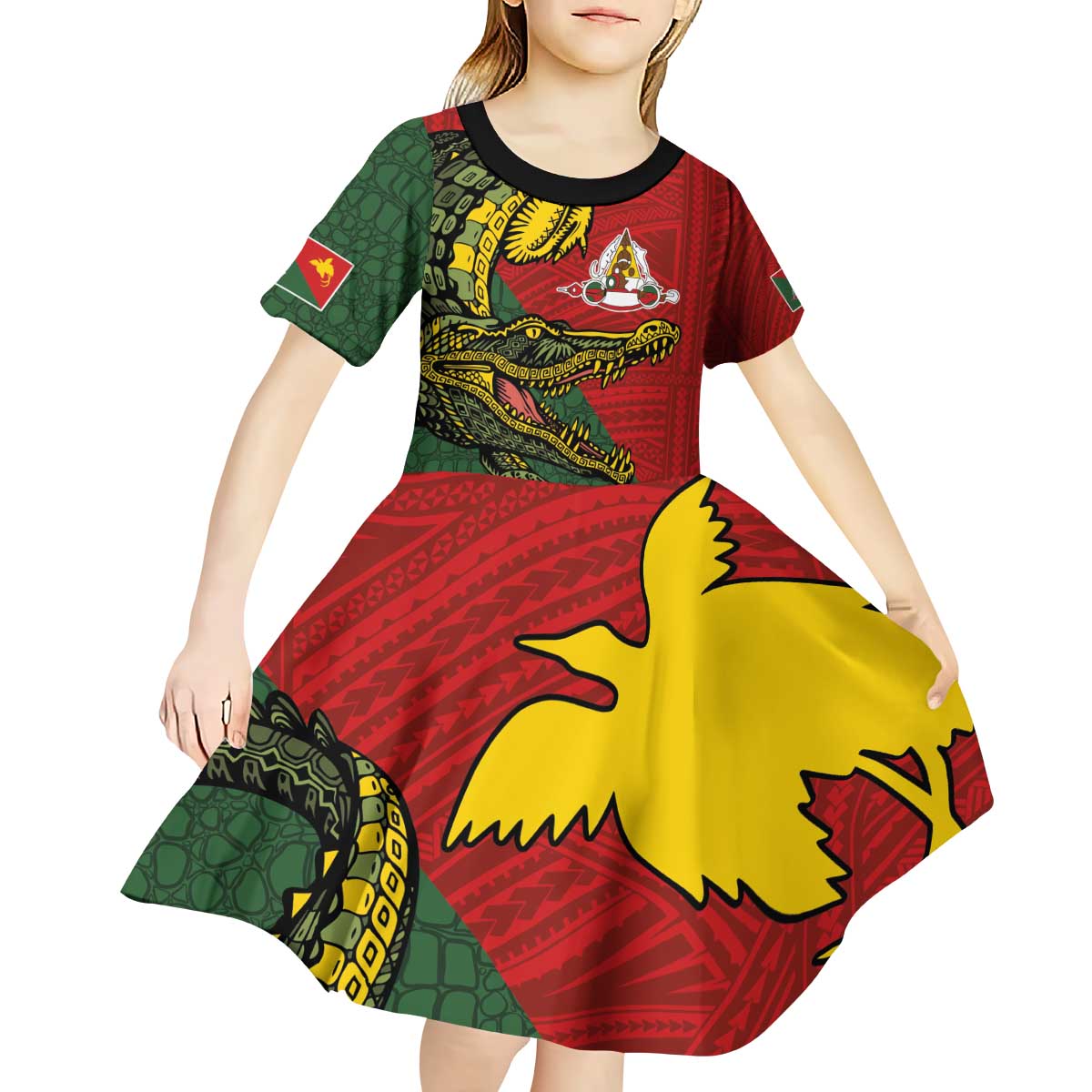 Sepik River Crocodile & Arts Festival Melanesian Pattern Kid Short Sleeve Dress