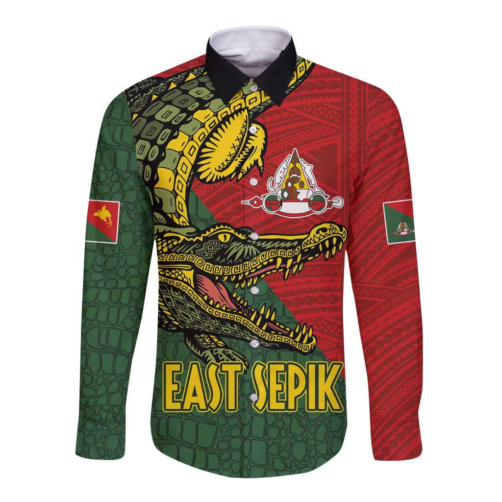 Sepik River Crocodile & Arts Festival Melanesian Pattern Long Sleeve Button Shirt
