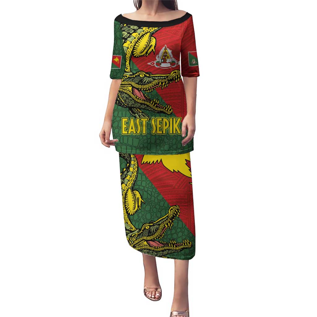 Sepik River Crocodile & Arts Festival Melanesian Pattern Puletasi LT03 Long Dress Red - Polynesian Pride