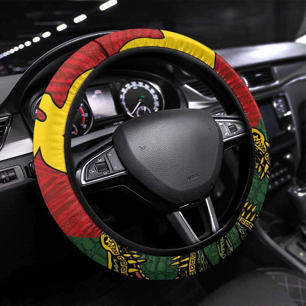 Sepik River Crocodile & Arts Festival Melanesian Pattern Steering Wheel Cover LT03 Universal Fit Red - Polynesian Pride
