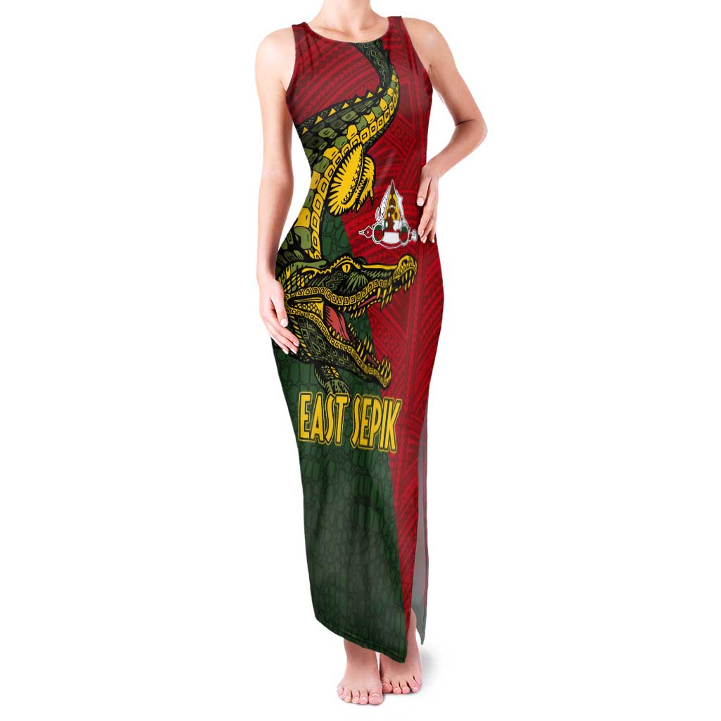 Sepik River Crocodile & Arts Festival Melanesian Pattern Tank Maxi Dress LT03 Women Red - Polynesian Pride