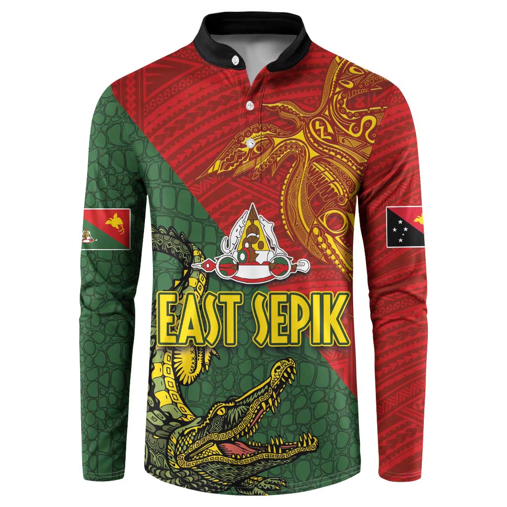 Sepik River Crocodile & Arts Festival Button Sweatshirt Bird-of-paradise Melanesian Tattoo LT03 Red - Polynesian Pride