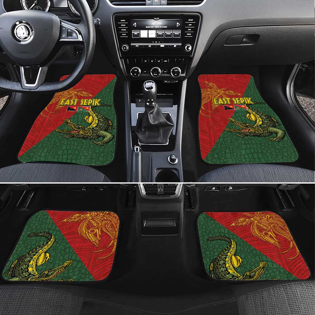 Sepik River Crocodile & Arts Festival Car Mats Bird-of-paradise Melanesian Tattoo LT03 Set 4pcs Red - Polynesian Pride