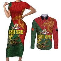Sepik River Crocodile & Arts Festival Couples Matching Short Sleeve Bodycon Dress and Long Sleeve Button Shirt Bird-of-paradise Melanesian Tattoo