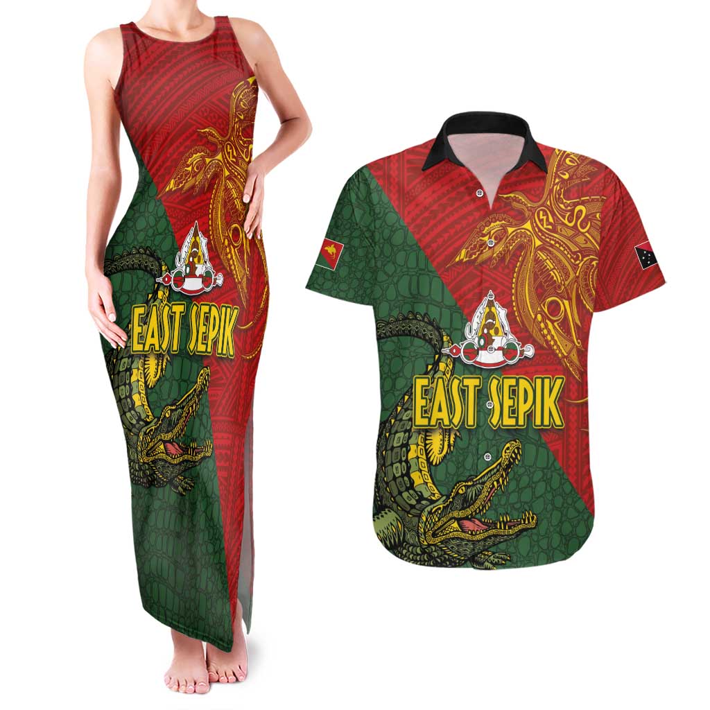Sepik River Crocodile & Arts Festival Couples Matching Tank Maxi Dress and Hawaiian Shirt Bird-of-paradise Melanesian Tattoo