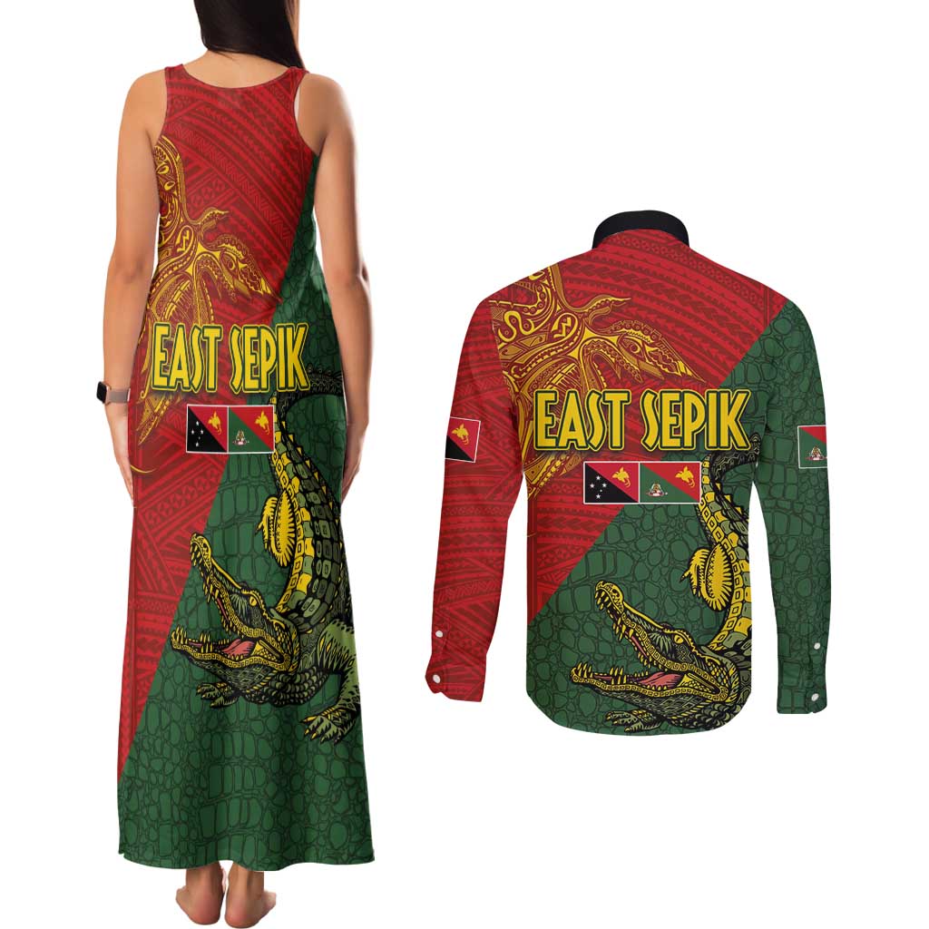 Sepik River Crocodile & Arts Festival Couples Matching Tank Maxi Dress and Long Sleeve Button Shirt Bird-of-paradise Melanesian Tattoo
