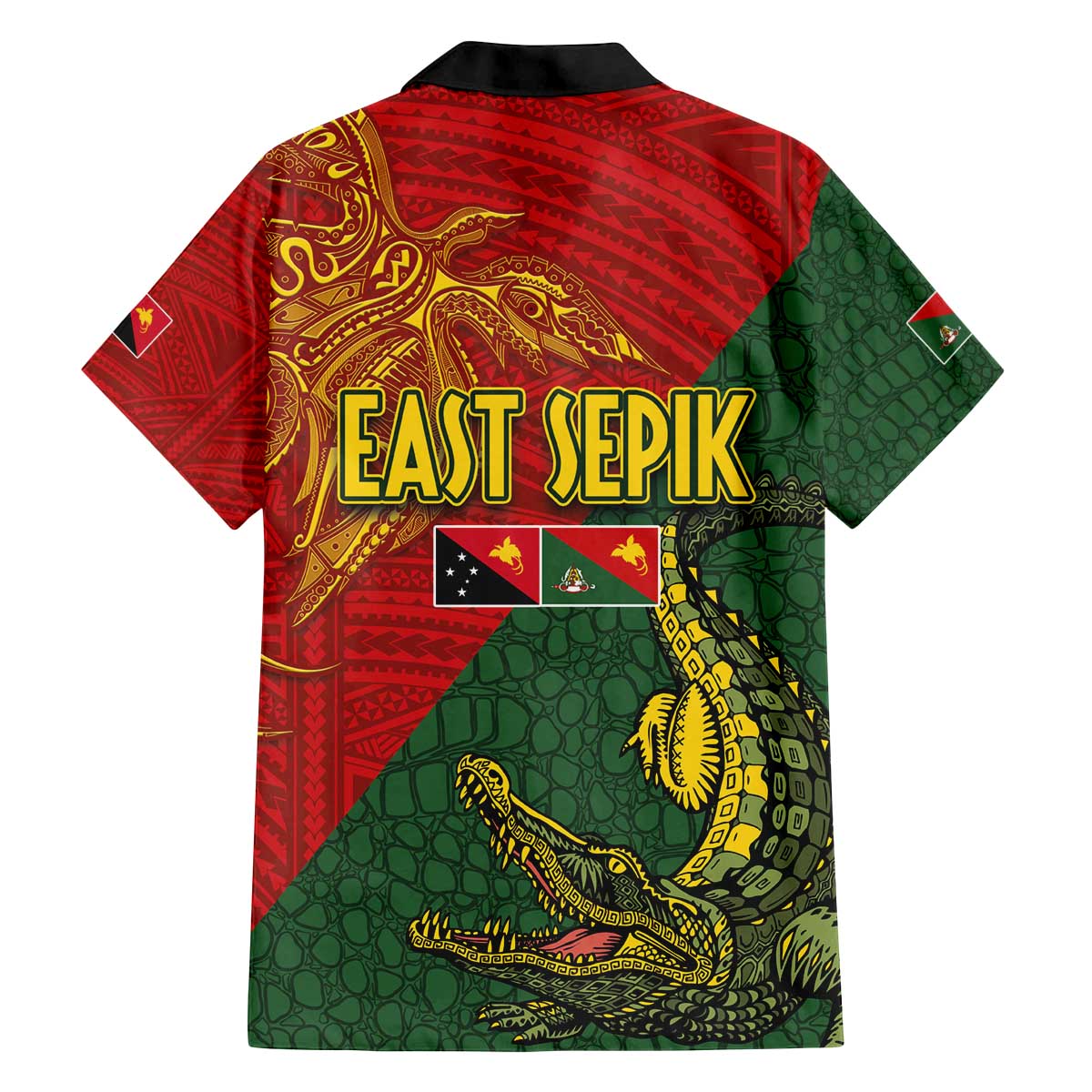 Sepik River Crocodile & Arts Festival Family Matching Off Shoulder Short Dress and Hawaiian Shirt Bird-of-paradise Melanesian Tattoo
