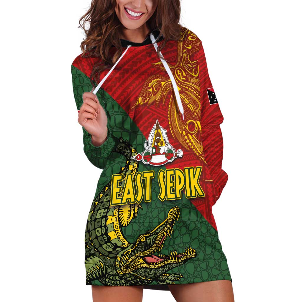 Sepik River Crocodile & Arts Festival Hoodie Dress Bird-of-paradise Melanesian Tattoo LT03 Red - Polynesian Pride