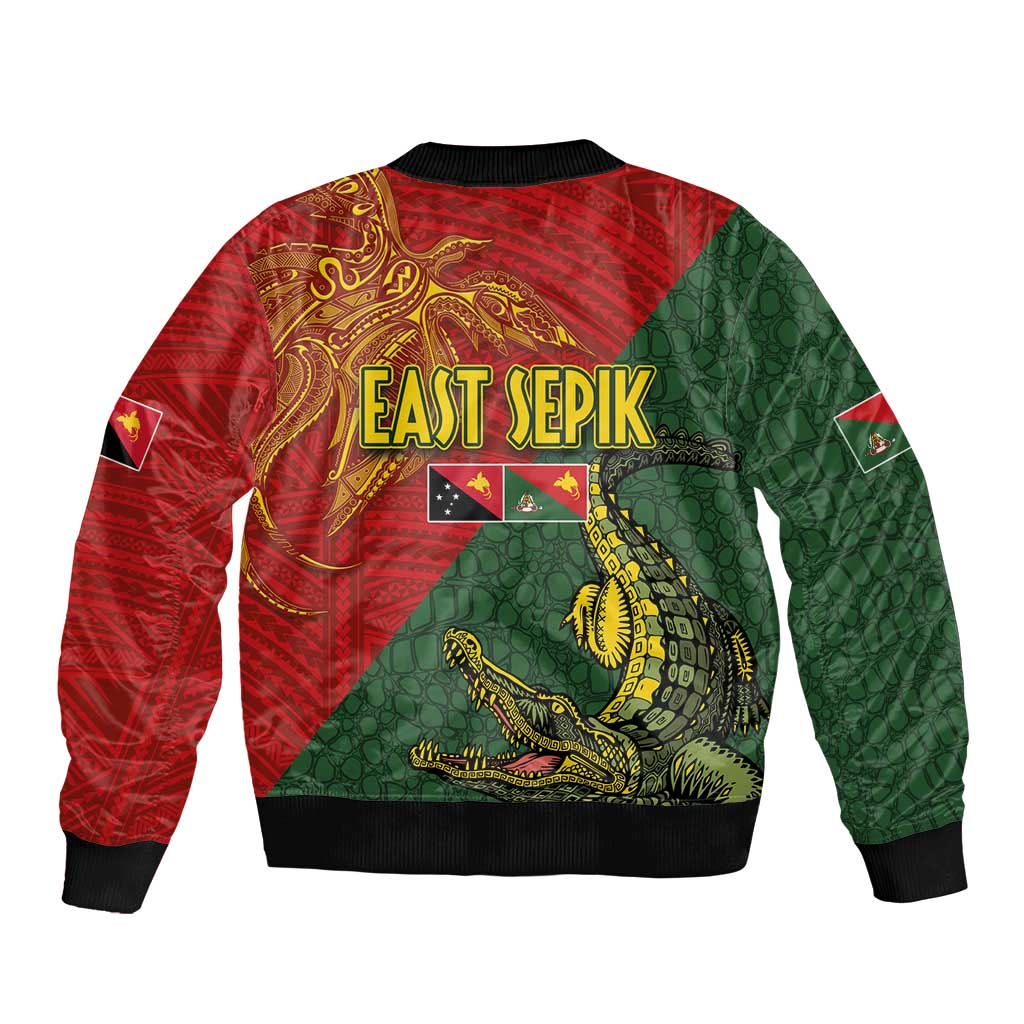 Sepik River Crocodile & Arts Festival Sleeve Zip Bomber Jacket Bird-of-paradise Melanesian Tattoo