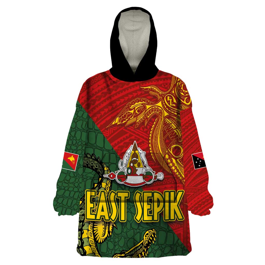 Sepik River Crocodile & Arts Festival Wearable Blanket Hoodie Bird-of-paradise Melanesian Tattoo LT03 One Size Red - Polynesian Pride
