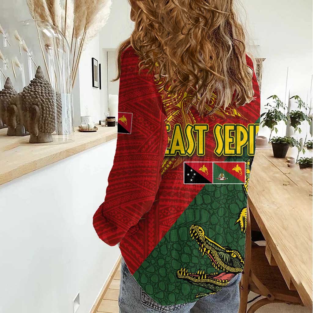 Sepik River Crocodile & Arts Festival Women Casual Shirt Bird-of-paradise Melanesian Tattoo