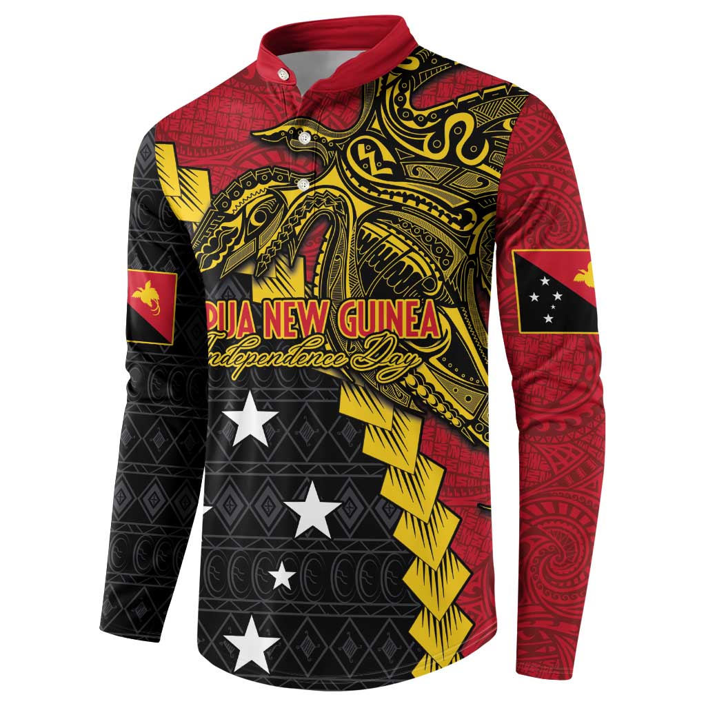 Papua New Guinea Independence Day Button Sweatshirt Bird-of-paradise Melanesian Tattoo LT03 - Polynesian Pride