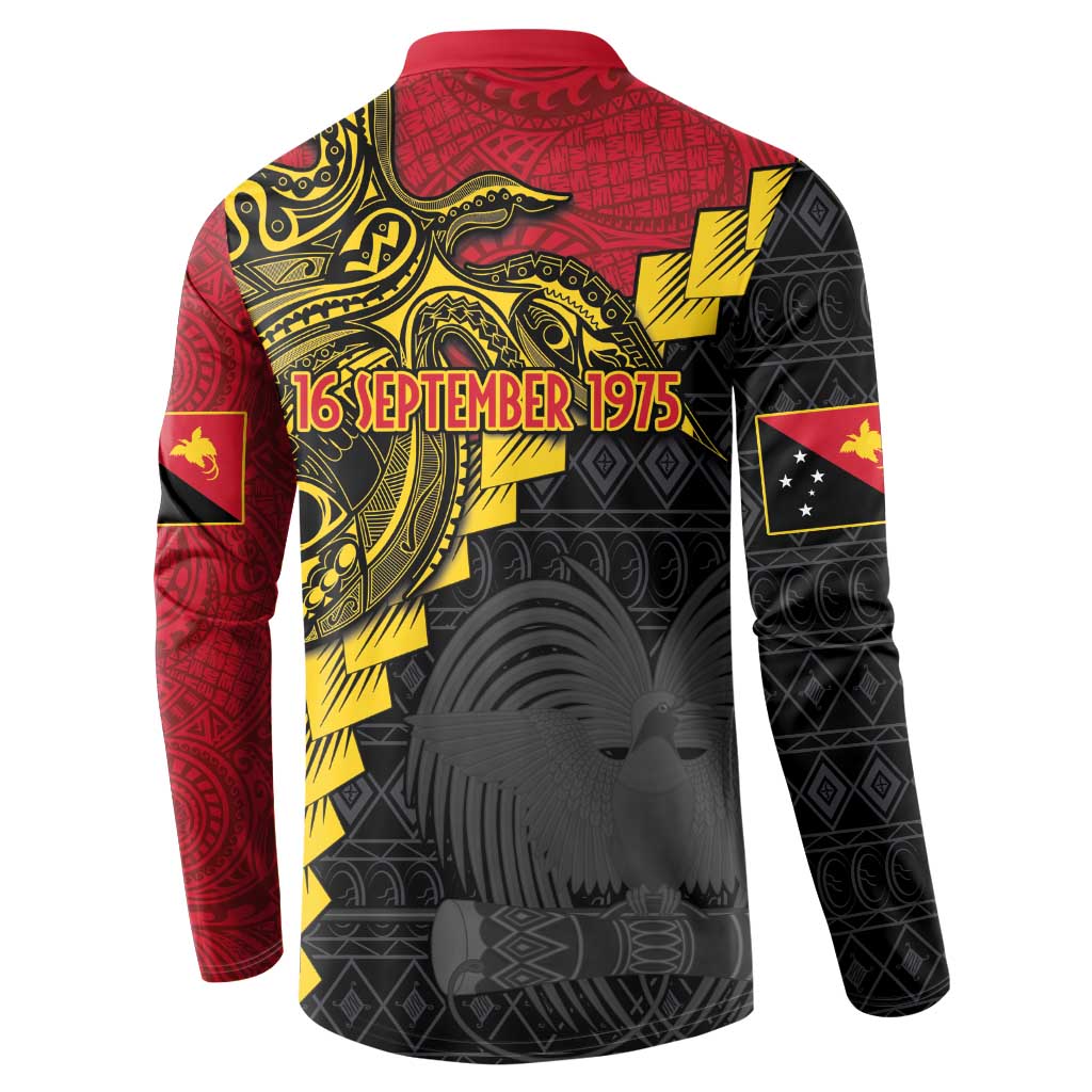 Papua New Guinea Independence Day Button Sweatshirt Bird-of-paradise Melanesian Tattoo LT03 - Polynesian Pride