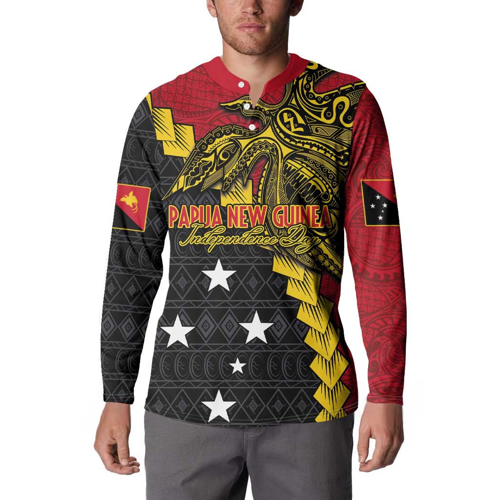 Papua New Guinea Independence Day Button Sweatshirt Bird-of-paradise Melanesian Tattoo LT03 - Polynesian Pride