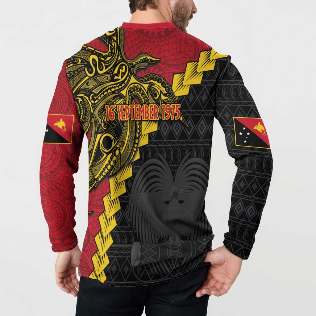 Papua New Guinea Independence Day Button Sweatshirt Bird-of-paradise Melanesian Tattoo LT03 - Polynesian Pride