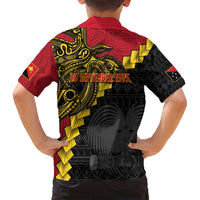 Papua New Guinea Independence Day Family Matching Off Shoulder Maxi Dress and Hawaiian Shirt Bird-of-paradise Melanesian Tattoo