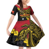 Papua New Guinea Independence Day Family Matching Off Shoulder Short Dress and Hawaiian Shirt Bird-of-paradise Melanesian Tattoo