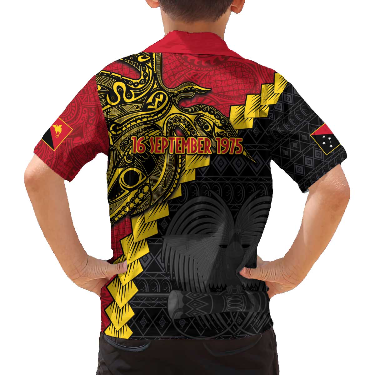 Papua New Guinea Independence Day Family Matching Puletasi and Hawaiian Shirt Bird-of-paradise Melanesian Tattoo