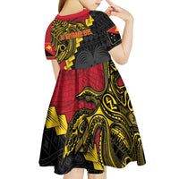 Papua New Guinea Independence Day Kid Short Sleeve Dress Bird-of-paradise Melanesian Tattoo