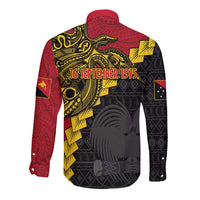 Papua New Guinea Independence Day Long Sleeve Button Shirt Bird-of-paradise Melanesian Tattoo