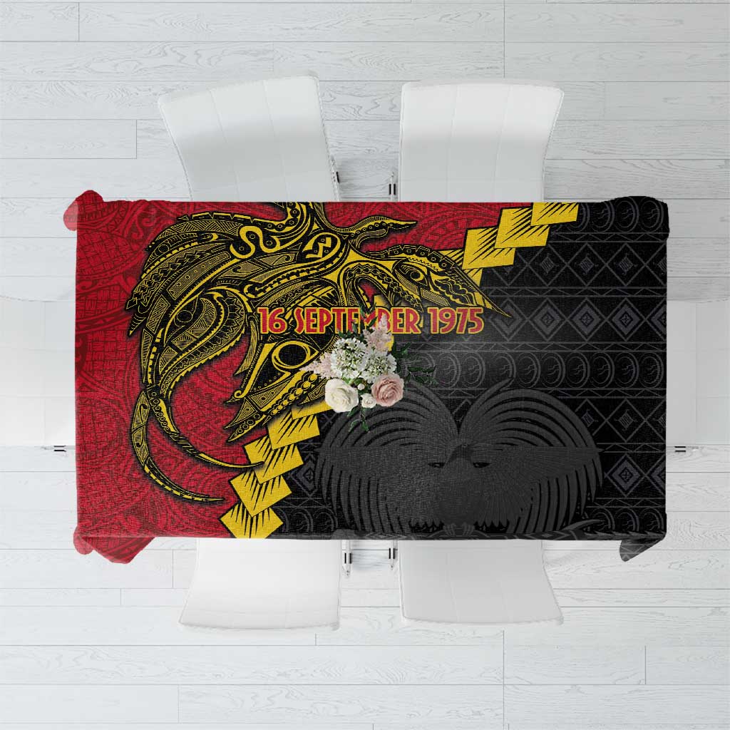 Papua New Guinea Independence Day Tablecloth Bird-of-paradise Melanesian Tattoo LT03 Red - Polynesian Pride