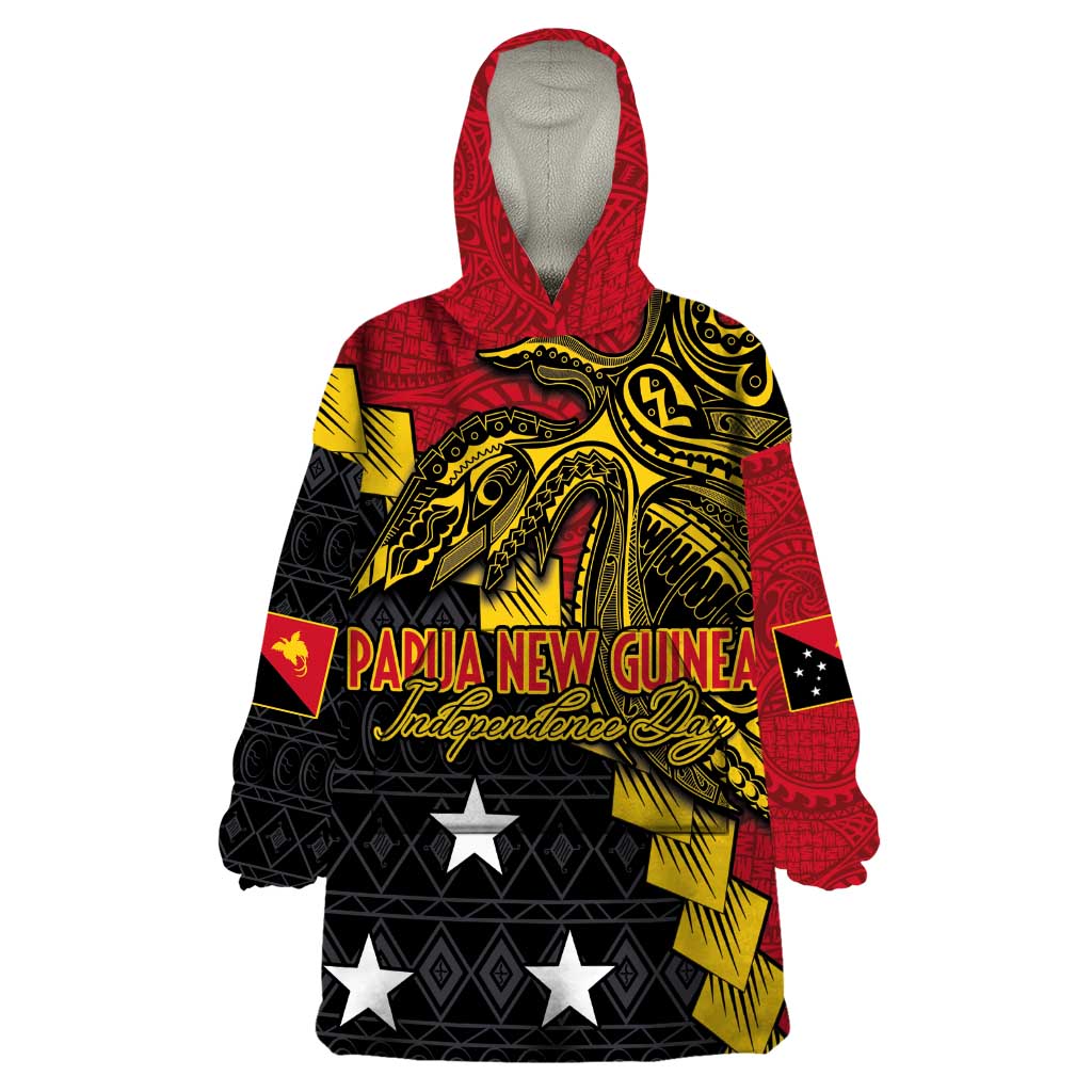 Papua New Guinea Independence Day Wearable Blanket Hoodie Bird-of-paradise Melanesian Tattoo LT03 One Size Red - Polynesian Pride