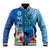 Polynesian Fiji Baseball Jacket Shark and Hibiscus Tapa Pattern Blue Version LT03 Unisex Blue - Polynesian Pride