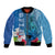 Polynesian Fiji Bomber Jacket Shark and Hibiscus Tapa Pattern Blue Version LT03 Unisex Blue - Polynesian Pride