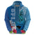 Polynesian Fiji Hoodie Shark and Hibiscus Tapa Pattern Blue Version LT03 - Polynesian Pride