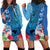 Polynesian Fiji Hoodie Dress Shark and Hibiscus Tapa Pattern Blue Version LT03 - Polynesian Pride