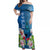 Polynesian Fiji Off Shoulder Maxi Dress Shark and Hibiscus Tapa Pattern Blue Version LT03 Women Blue - Polynesian Pride