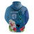 Custom Polynesian Fiji Hoodie Shark and Hibiscus Tapa Pattern Blue Version LT03 - Polynesian Pride