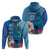 Custom Polynesian Fiji Hoodie Shark and Hibiscus Tapa Pattern Blue Version LT03 - Polynesian Pride